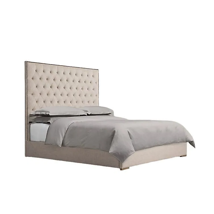 Кровать двуспальная с мягким изголовьем Adler Panel Diamond-Tufted Fabric